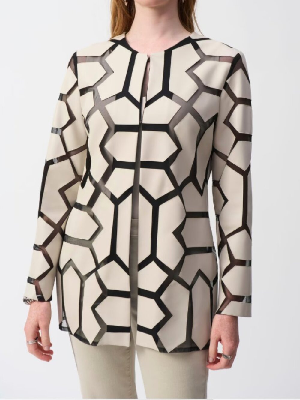 NWT! Joseph Ribkoff Laser Cut Leatherette Jacket 241905 Size Medium RET $270